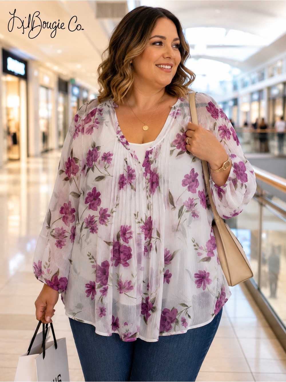 torrid Sheer White Blouse with Purple Floral Print - Size 2X (18/20)